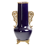 Ваза темно-синяя фарфоровая с бронзовыми ручками и ножками Eden Garden варинант исполнения - 1 | Loft Concept в Орле