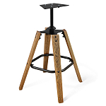 Барный стул со спинкой и металлической подставкой на 4-х деревянных ножках Синий Велюр Vendramin Chair варинант исполнения - 4 | Loft Concept в Орле