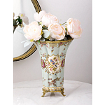 Ваза голубого цвета из фарфора с цветочным рисунком и бронзовой стрекозой Blue Garden варинант исполнения - 4 | Loft Concept в Орле