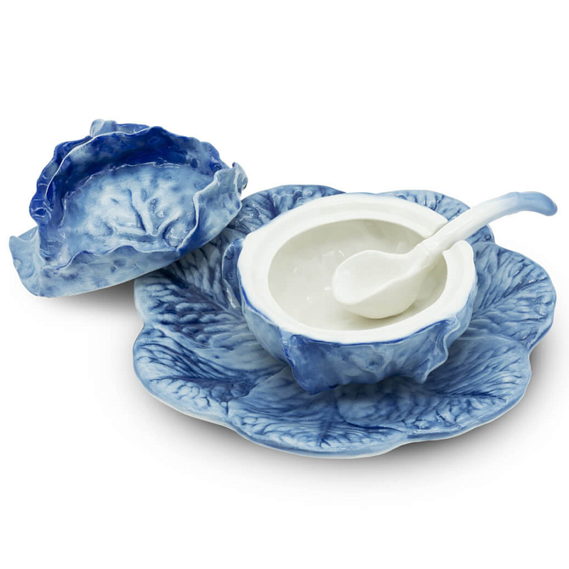 Супница SOUP BOWL CABBAGE W/PLATE D20 Blue Сапфирово-синий Супница SOUP BOWL CABBAGE W/PLATE D20 Blue Сапфирово-синий в Орле | Loft Concept