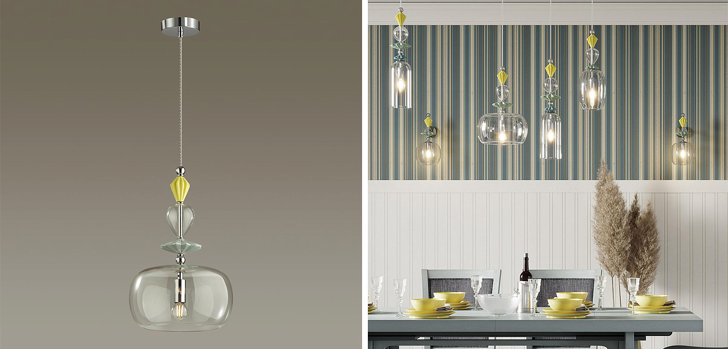 Подвесной светильник Iris Glas hanging lamp candy A chrome Подвесной светильник Iris Glas hanging lamp candy A chrome - Loft-Concept в Орле