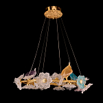 Люстра круглая на золотом каркасе с птичками и цветочным декором Miscellaneous herbs варинант исполнения - 2 | Loft Concept в Орле