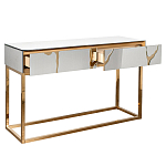 Консоль с ящиками зеркальная с золотым декором Gold Painted Mirror Console варинант исполнения - 2 | Loft Concept в Орле