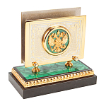 Настольный письменный набор из малахита и долерита с декором в виде герба России Leader Organizer варинант исполнения - 6 | Loft Concept в Орле