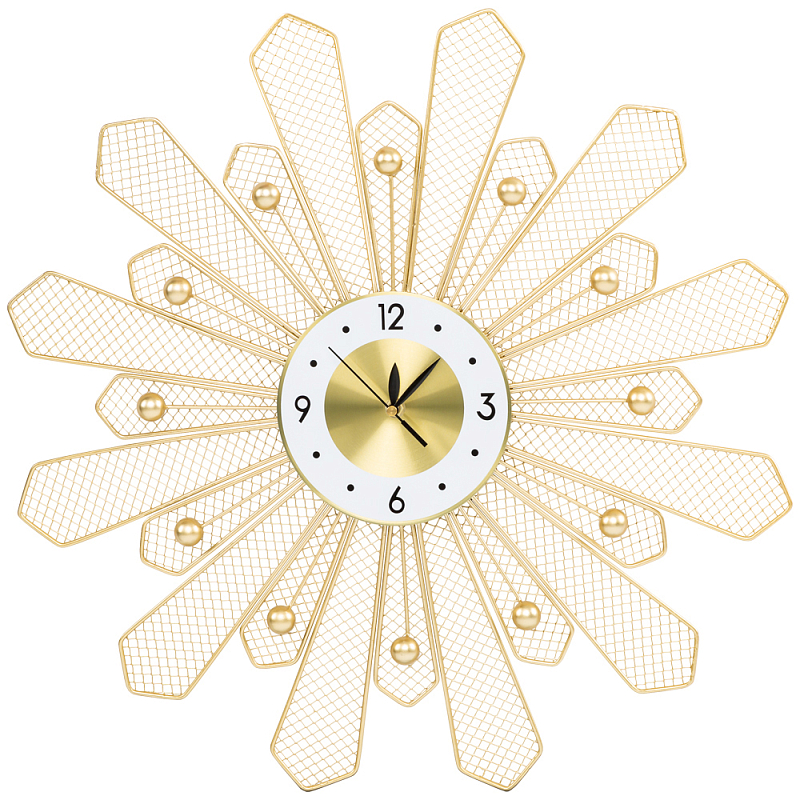 Часы настенные из металла в виде солнца с белым циферблатом Mirror Tower Clock Золотой Черный Белый Часы настенные из металла в виде солнца с белым циферблатом Mirror Tower Clock Золотой Черный Белый в Орле | Loft Concept