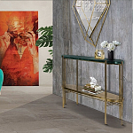 Консоль овальной формы золотая с полкой для хранения Craig варинант исполнения - 4 | Loft Concept в Орле