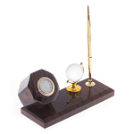 Настольный письменный набор с глобусом и ручкой из натурального обсидиана World Globe варинант исполнения - 2 | Loft Concept в Орле