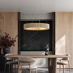 Люстра круглая из толстых деревянных реек Natural Style варинант исполнения - 4 | Loft Concept в Орле