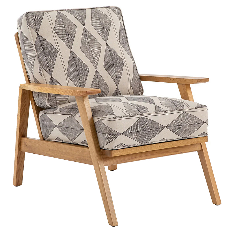 Кресло с каркасом из массива дуба Deniaud Oak Rhombus Beige Armchair Светлый дуб Бежевый в Орле | Loft Concept 