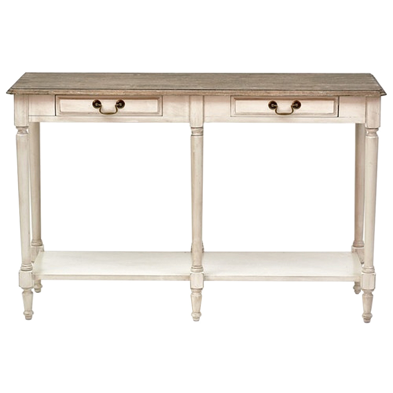 Деревянная консоль с двумя ящиками Margery Provence Console Table Бежевый Дуб темный Деревянная консоль с двумя ящиками Margery Provence Console Table Бежевый Дуб темный в Орле | Loft Concept