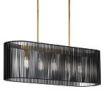 Люстра подвесная овальной формы с металлическим решетчатым абажуром матово-черного цвета и 5 лампами Kichler варинант исполнения - 1 | Loft Concept в Орле