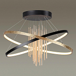 Люстра подвесная с 2-мя пересекающимися круглыми подвесами в черном и золотистом цвете и вертикальными подвесками Ring Horizontal варинант исполнения - 2 | Loft Concept в Орле