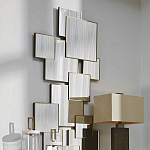 Золотое зеркальное панно из зеркальных квадратов Overlapping варинант исполнения - 2 | Loft Concept в Орле