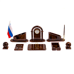 Настольный письменный набор с часами из природного камня обсидиана  Contract Extended варинант исполнения - 1 | Loft Concept в Орле