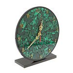 Часы настольные круглые из натурального камня Малахит Round Stone Clock варинант исполнения - 2 | Loft Concept в Орле