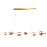 Люстра светодиодная линейная с 6-ю круглыми плафонами коньячного цвета Iona Chandelier Brass  варинант исполнения - 1 | Loft Concept в Орле