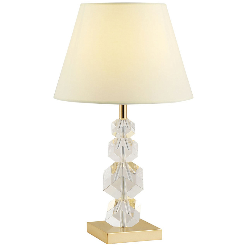 Настольная лампа с абажуром и основанием из хрусталя Neri Crystal Cubes Gold Table Lamp Бежевый Золотой Прозрачный Настольная лампа с абажуром и основанием из хрусталя Neri Crystal Cubes Gold Table Lamp Бежевый Золотой Прозрачный в Орле | Loft Concept