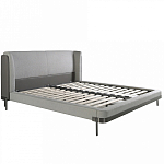 Кровать двуспальная серая с мягким изголовьем из экокожи и ткани Modern Look варинант исполнения - 2 | Loft Concept в Орле