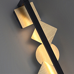 Бра вертикальное черного цвета с золотыми кругами и квадратами Gravyura варинант исполнения - 2 | Loft Concept в Орле