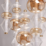 Люстра с плафонами из прозрачного и янтарного стекла в виде шаров и ромбов Gabriel Scott Luna варинант исполнения - 8 | Loft Concept в Орле