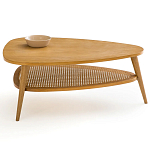 Журнальный стол из массива дуба и декором из плетеного ротанга Reyer Rattan Coffee Table варинант исполнения - 2 | Loft Concept в Орле