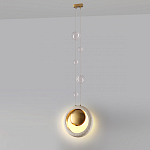 Подвесной светильник с бежевым текстурным кольцом и латунным шаром в центре Tactile  варинант исполнения - 5 | Loft Concept в Орле