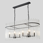 Люстра подвесная овальная со стеклянными прозрачными трубками и металлическим каркасом черного цвета Nembus варинант исполнения - 5 | Loft Concept в Орле