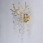 Бра золотого цвета с декоративными ветвями и прозрачными подвесками в форме листьев Droplet Chandelier варинант исполнения - 3 | Loft Concept в Орле