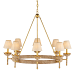 Люстра из кованого железа с отделкой плетеной веревкой и сусальным золотом Parisian Style варинант исполнения - 1 | Loft Concept в Орле