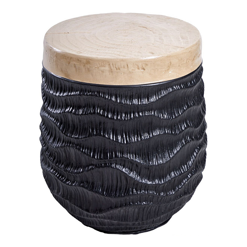 Приставной столик с фактурой под натуральное дерево Immortality Кремовый Черный в Орле | Loft Concept 