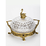 Конфетница из прозрачного рельефного стекла с ручкой и фигуркой лебедя Eden Garden варинант исполнения - 2 | Loft Concept в Орле