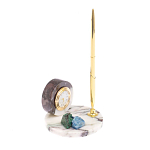 Часы настольные с шариковой металлической ручкой из натурального камня Stone Clock варинант исполнения - 2 | Loft Concept в Орле