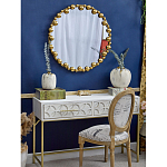 Зеркало круглое в фактурной золотистой раме из металла Mirror Golden Placer варинант исполнения - 2 | Loft Concept в Орле