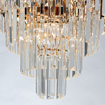 Люстра из черного металла с многоярусными подвесками из прозрачного хрусталя на золотой цепи Empire Black Chandelier Crystal варинант исполнения - 7 | Loft Concept в Орле