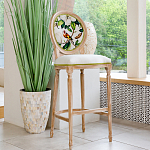 Барный стул золотистый из натурального бука с изображением птицы и цветов Blooming Birds варинант исполнения - 2 | Loft Concept в Орле