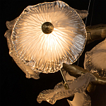 Люстра подвесная круглая с ветвистыми бронзовыми элементами и стеклянными рифлеными дисками Textured Glass Chandelier варинант исполнения - 5 | Loft Concept в Орле