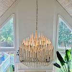 Люстра белая с несколькими ярусами деревянных палочек Bright Wooden Chandelier варинант исполнения - 2 | Loft Concept в Орле