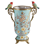 Ваза с двумя птичками из фарфора с бронзовыми элементами Garden of Eden варинант исполнения - 1 | Loft Concept в Орле