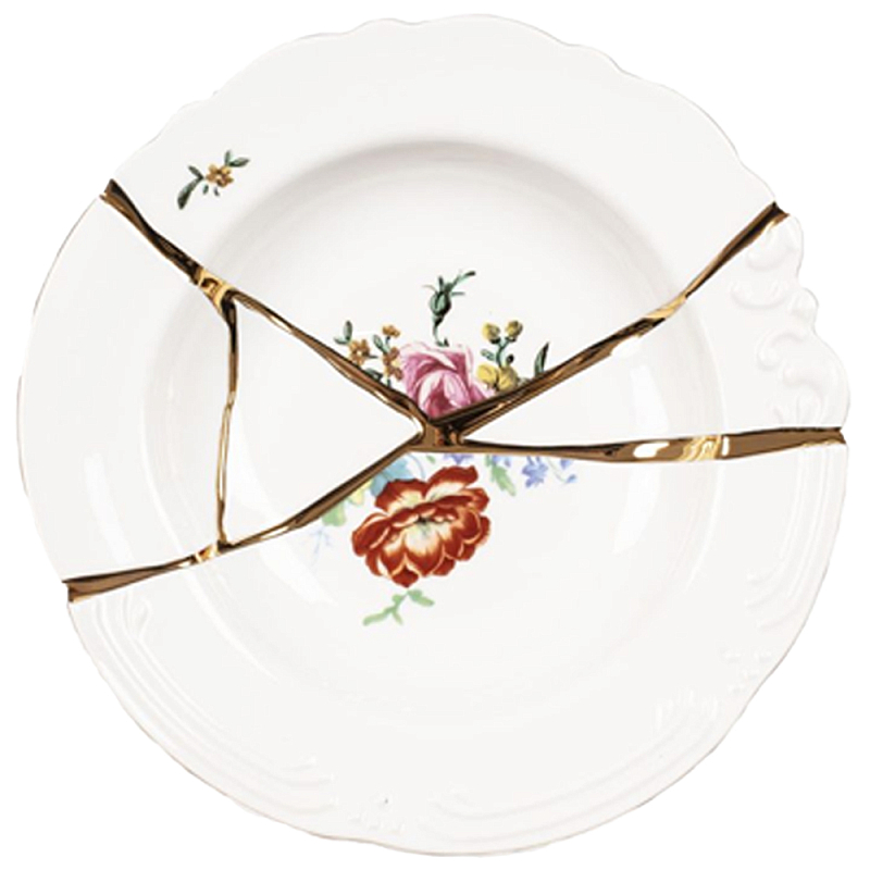 Тарелка глубокая Seletti Kintsugi Белый Золотой Мульти Тарелка глубокая Seletti Kintsugi Белый Золотой Мульти в Орле | Loft Concept
