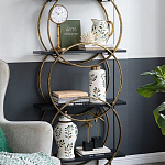 Ваза белая с крышкой с рисунком зеленых и золотых листьев 40 см Chinoiserie Ceramics варинант исполнения - 3 | Loft Concept в Орле