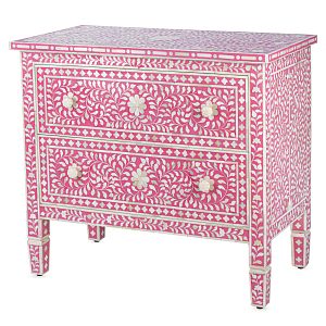 Комод розовый отделка кость BONE INLAY CHEST OF 2 DRAWER