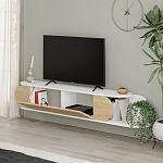 ТВ-тумба подвесная белая с полкой и откидной дверцей цвета древесины TONE TV STAND WHITE варинант исполнения - 3 | Loft Concept в Орле