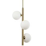 Подвесной светильник с 3-мя сферическими плафонами из матового стекла Pearls Suspension Brass Tube Hanging Lamp варинант исполнения - 1 | Loft Concept в Орле
