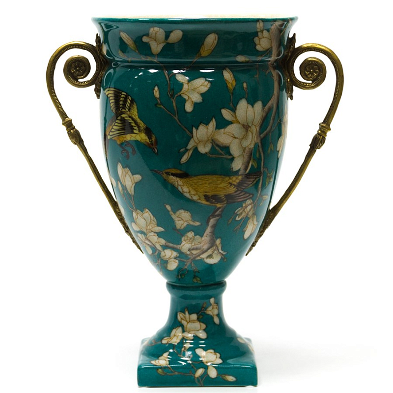 Фарфоровая ваза Porcelain Turquoise Cup Бирюзовый Бронза Фарфоровая ваза Porcelain Turquoise Cup Бирюзовый Бронза в Орле | Loft Concept