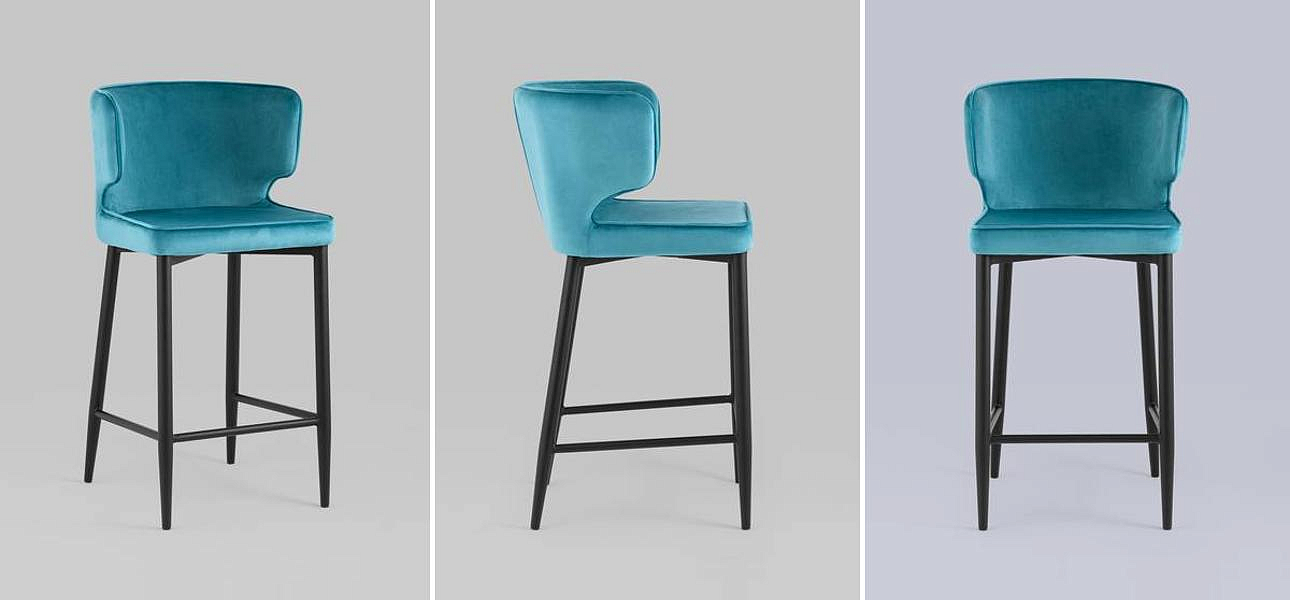 Стул Полубарный Chair посадка 65 см Бирюзовый Велюр Стул Полубарный Chair посадка 65 см Бирюзовый Велюр - Loft-Concept в Орле