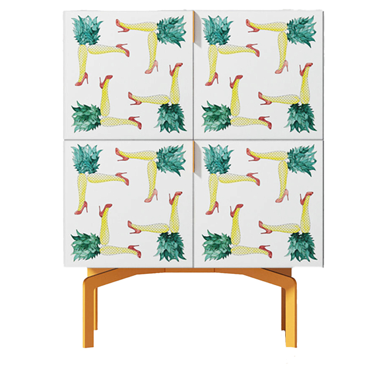 Тумба  с рисунком Short Pina Colada Orange Белый Оранжевый Желтый Красный в Орле | Loft Concept 