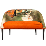 Диван двухместный из натурального бука оранжевый с цветным принтом Impressionism in Art варинант исполнения - 1 | Loft Concept в Орле