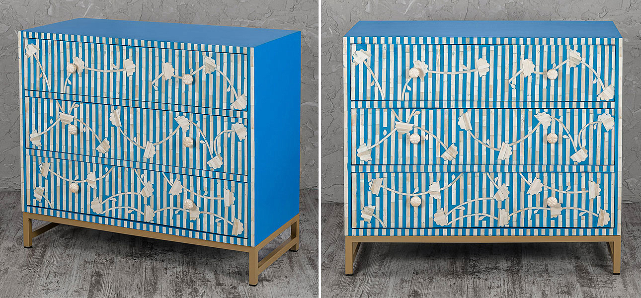 Комод синий инкрустация костью Blue Flowers Комод синий инкрустация костью Blue Flowers - Loft-Concept в Орле