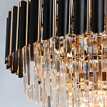 Люстра из черного металла с многоярусными подвесками из прозрачного хрусталя на золотой цепи Empire Black Chandelier Crystal варинант исполнения - 6 | Loft Concept в Орле
