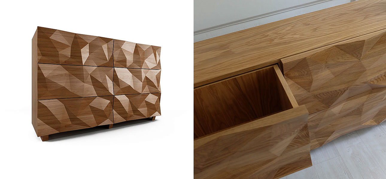 Комод с большими угловыми фигурами, 3 уровня Geometric Greece Комод с большими угловыми фигурами, 3 уровня Geometric Greece - Loft-Concept в Орле